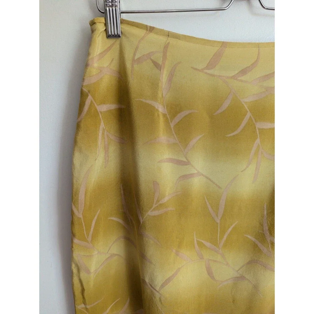 Y2K 90s Silk Wrap Maxi Skirt Mustard Gold Paisley Border Print Tagged 10